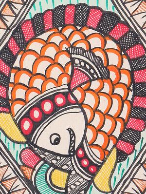 madhubani folk art decorative tray with multicolored fishes - 14989990 - Standard Image - 3