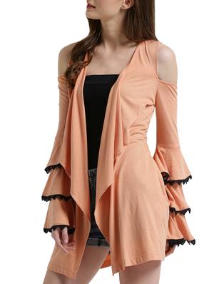 beige solid cotton shrug - 14990262 - Standard Image - 2