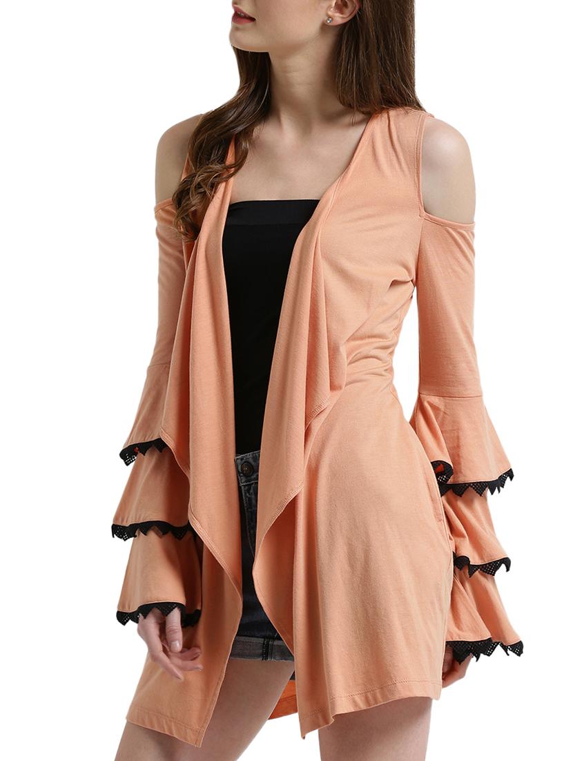 beige solid cotton shrug - 14990262 - Zoom Image - 2