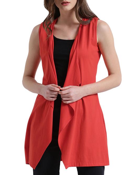 red solid jersey shrug - 14990264 - Standard Image - 1
