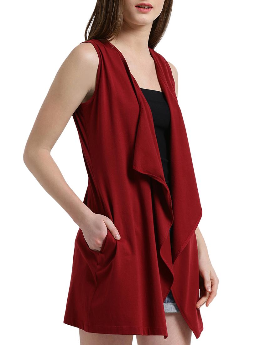 maroon solid jersey shrug - 14990265 - Zoom Image - 2