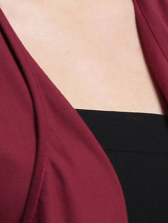 maroon solid jersey shrug - 14990265 - Zoom Image - 4