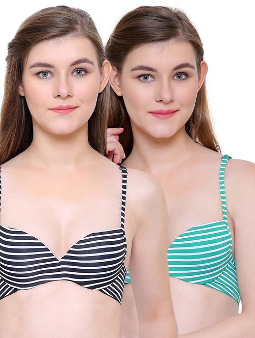 set of 2 striped push up bra - 14990271 - Standard Image - 1