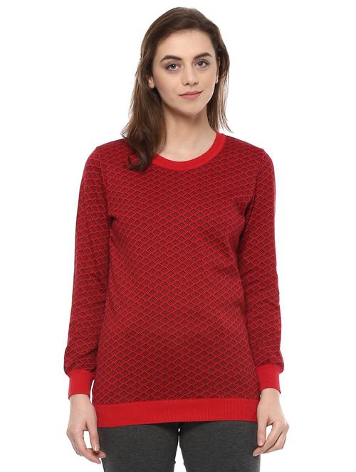 red cotton printed pullover - 14991806 - Standard Image - 1