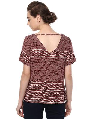 maroon printed casual top - 14991945 - Standard Image - 2