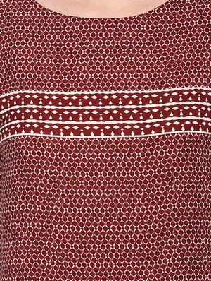 maroon printed casual top - 14991945 - Standard Image - 4
