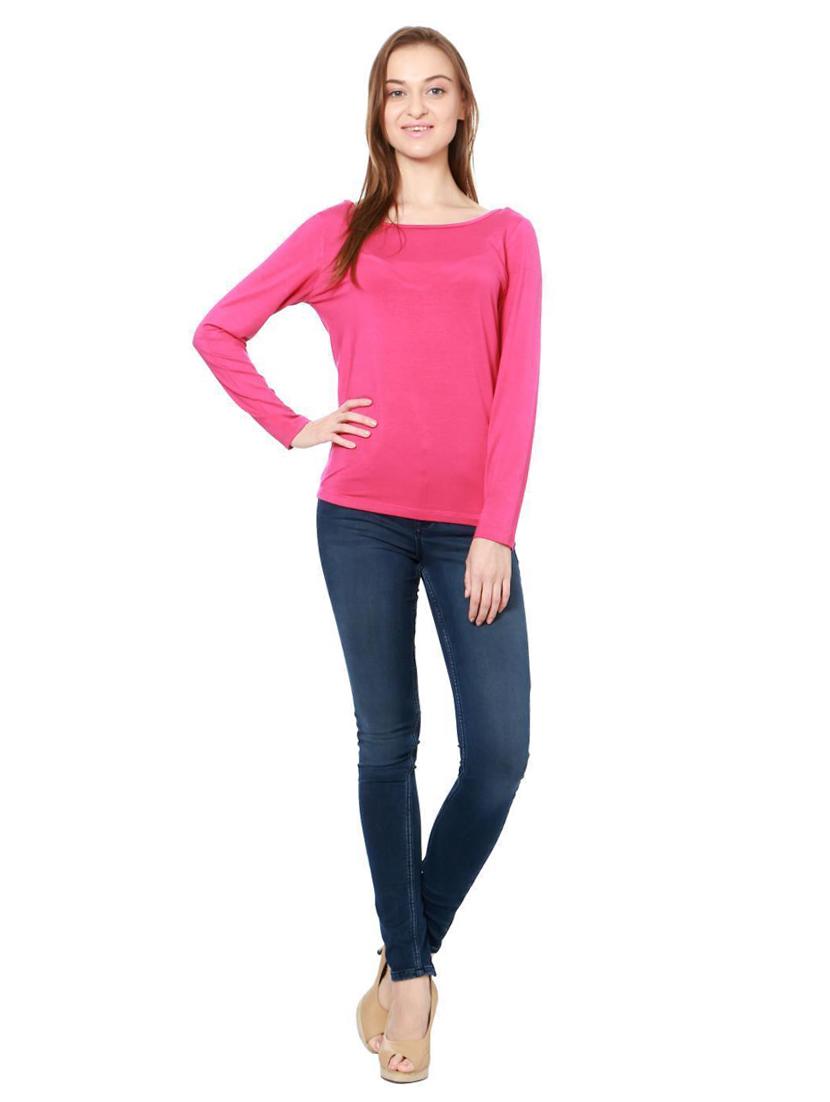 solid pink viscose top - 14991948 - Zoom Image - 3