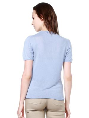 solid blue viscose top - 14991953 - Standard Image - 2