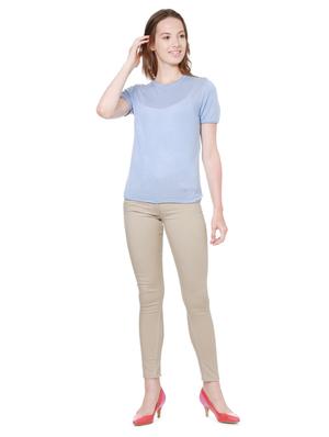 solid blue viscose top - 14991953 - Standard Image - 3