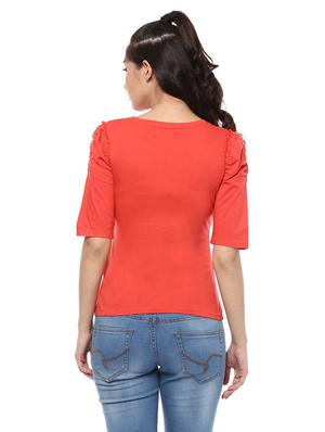 solid red cotton blend top - 14992025 - Standard Image - 3