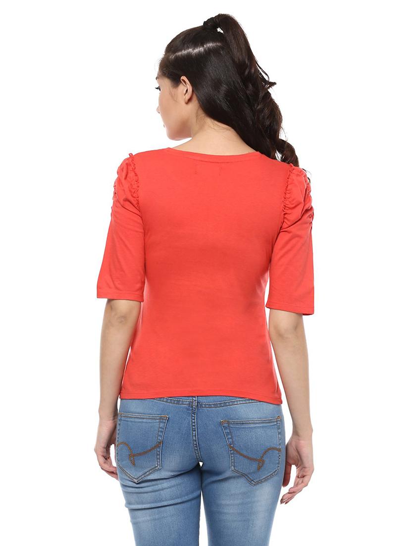 solid red cotton blend top - 14992025 - Zoom Image - 3