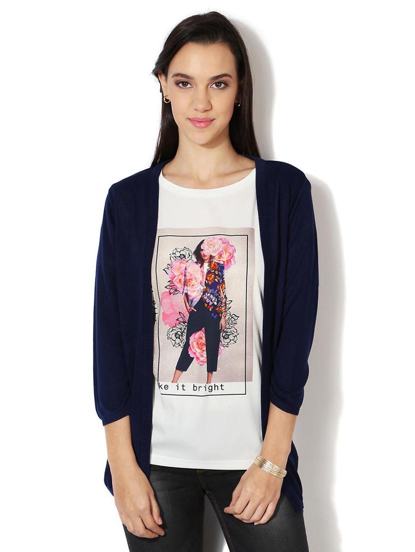 navy blue solid shrug - 14992179 - Zoom Image - 1