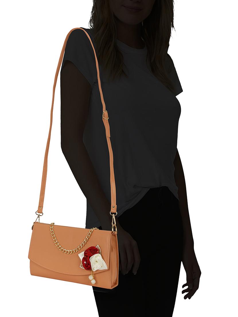orange leatherette regular sling bag - 14992712 - Zoom Image - 5