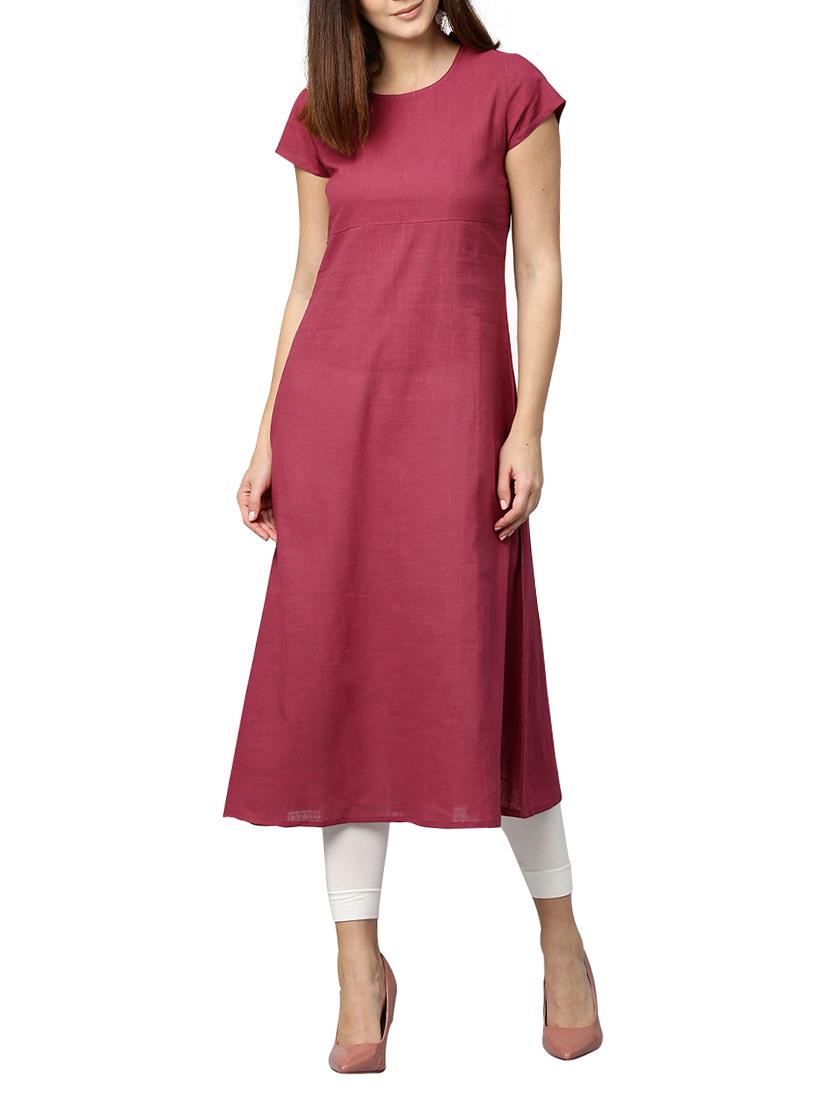 pink cotton aline kurta - 14992842 - Zoom Image - 4