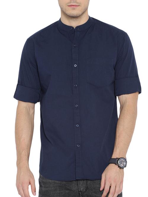 navy blue cotton casual shirt - 14992896 - Standard Image - 1