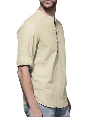beige solid short kurta - 14992981 - Standard Image - 2