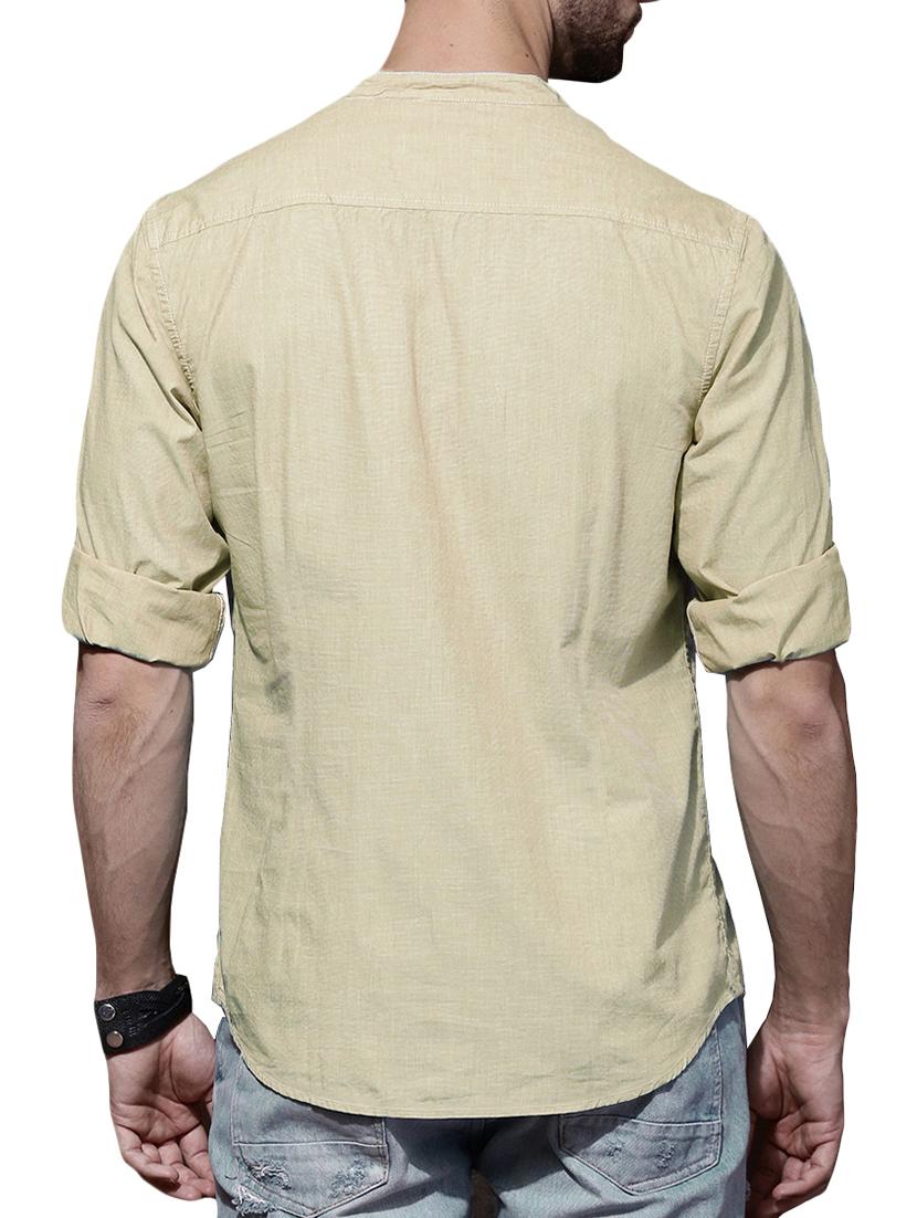 beige solid short kurta - 14992981 - Zoom Image - 3
