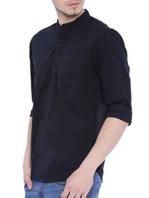 black solid short kurta - 14993023 - Standard Image - 2