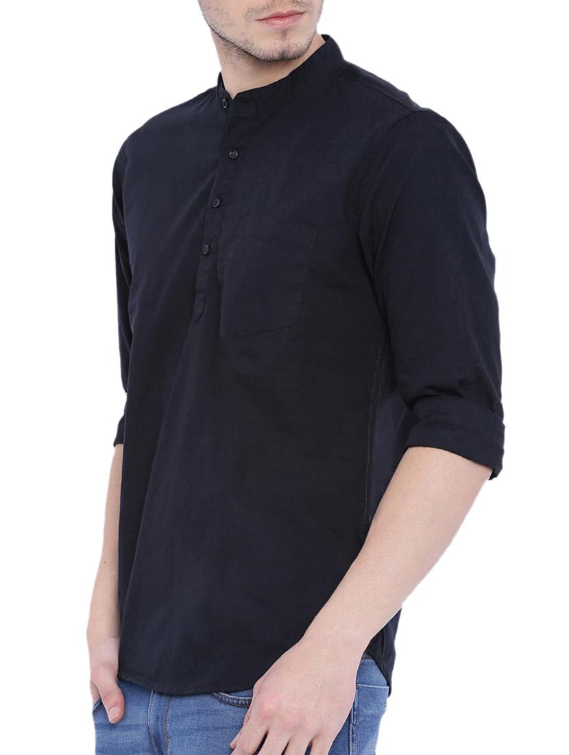 black solid short kurta - 14993023 - Zoom Image - 2