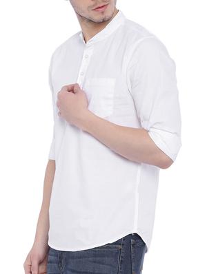 white solid short kurta - 14993026 - Standard Image - 2