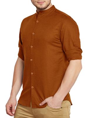brown cotton casual shirt - 14993044 - Standard Image - 2