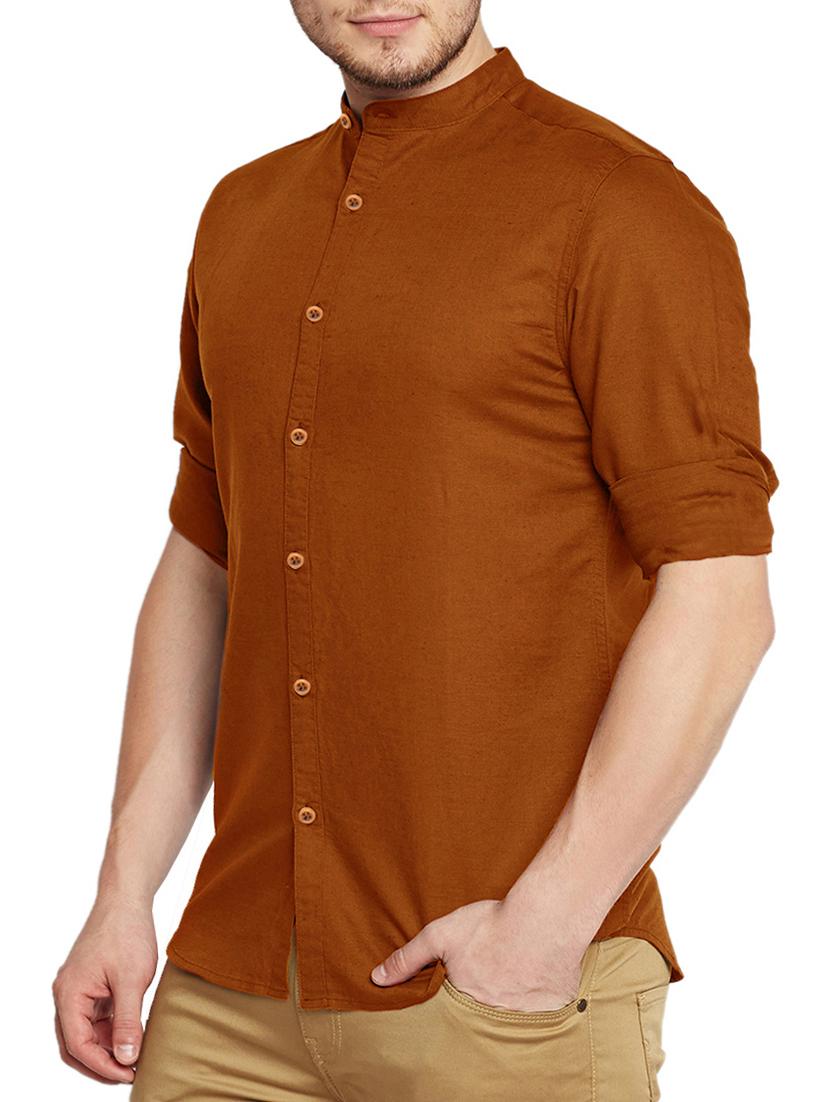 brown cotton casual shirt - 14993044 - Zoom Image - 2