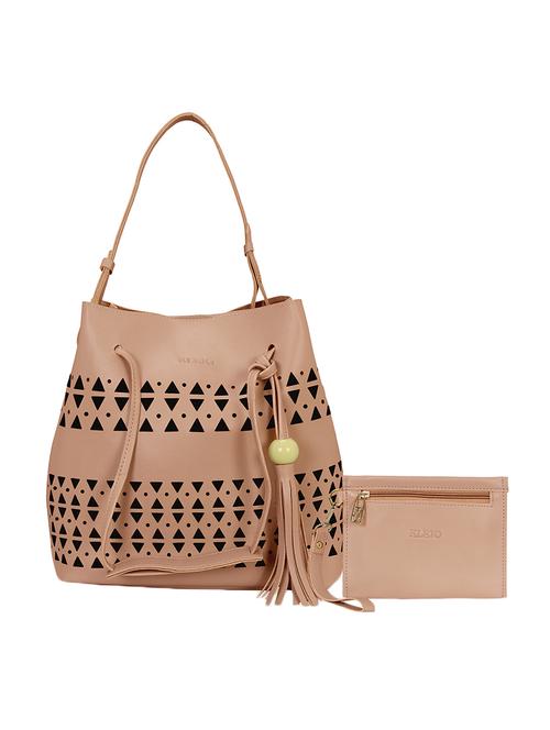 beige leatherette combo tote - 14993117 - Standard Image - 1