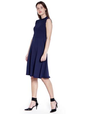 back cutout solid flared dress - 14993197 - Standard Image - 3