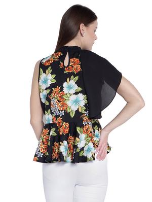 black floral peplum top - 14993217 - Standard Image - 3