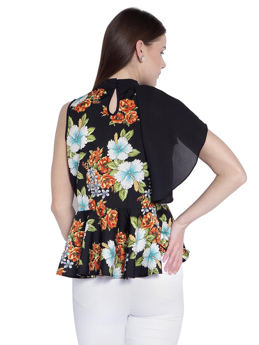 black floral peplum top - 14993217 - Zoom Image - 3
