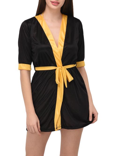 contrast detail sleepwear robe - 14993235 - Standard Image - 1