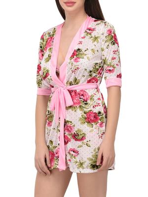 pink floral satin sleepwear robe - 14993277 - Standard Image - 2
