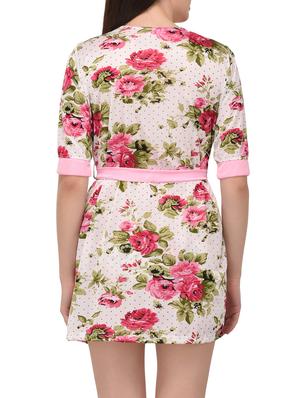 pink floral satin sleepwear robe - 14993277 - Standard Image - 3