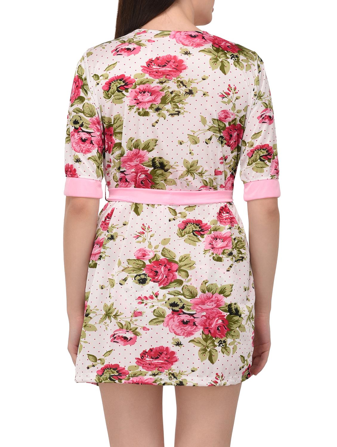 pink floral satin sleepwear robe - 14993277 - Zoom Image - 3