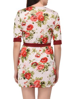 red satin floral sleepwear robe - 14993279 - Standard Image - 3