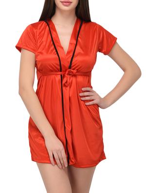 solid red robe with bra and panty set - 14993281 - Standard Image - 2