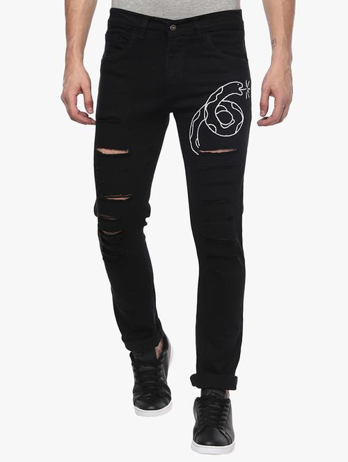 black cotton distressed jeans - 14993722 - Standard Image - 1