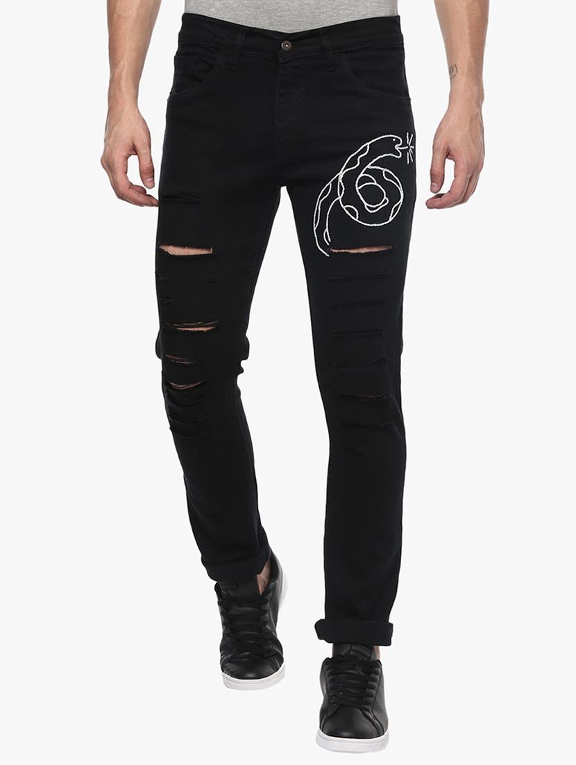 black cotton distressed jeans - 14993722 - Zoom Image - 1