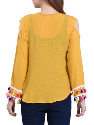 cold shoulder embroidered top - 14993732 - Standard Image - 3