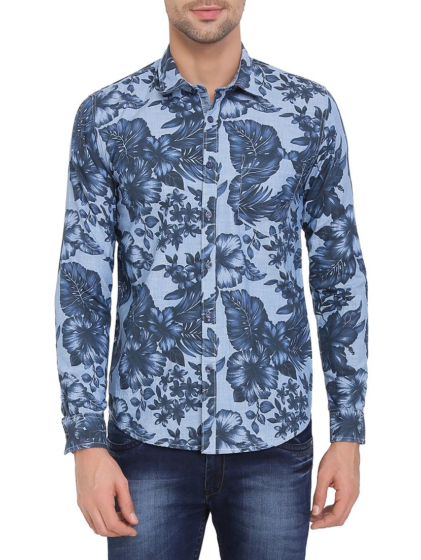 blue cotton casual shirt - 14994274 - Zoom Image - 1