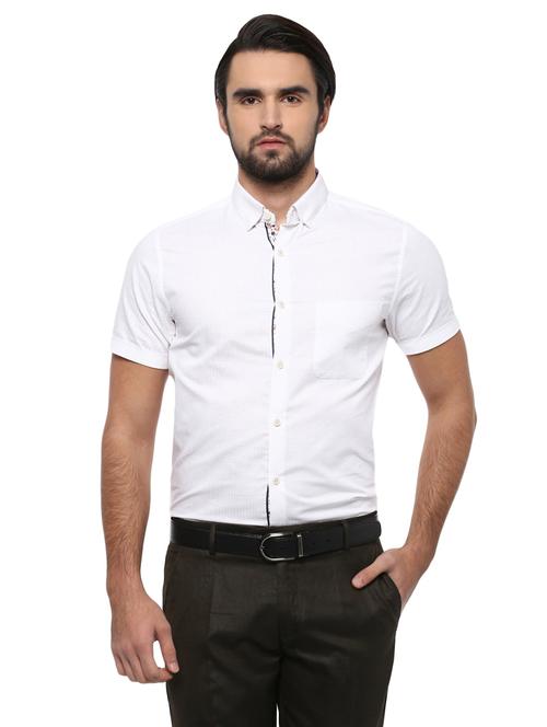 white polyester formal shirt - 14994582 - Standard Image - 1