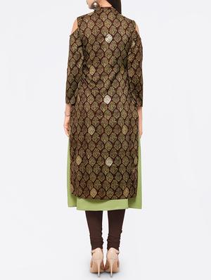 brown silk layered kurta - 14995052 - Standard Image - 2