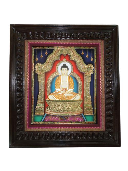 gold plated buddha tanjore painting - 14995115 - Standard Image - 1
