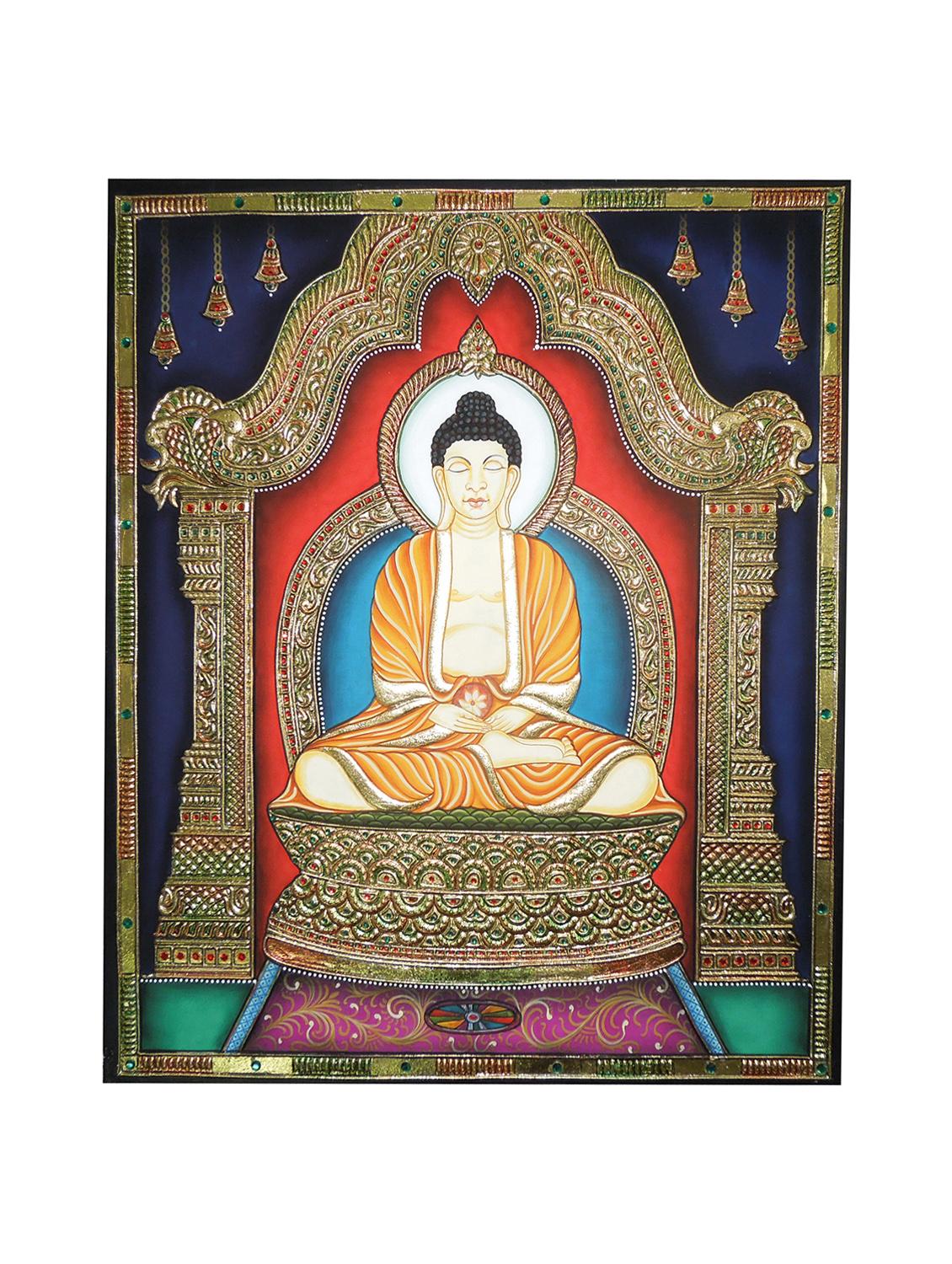 gold plated buddha tanjore painting - 14995115 - Zoom Image - 2