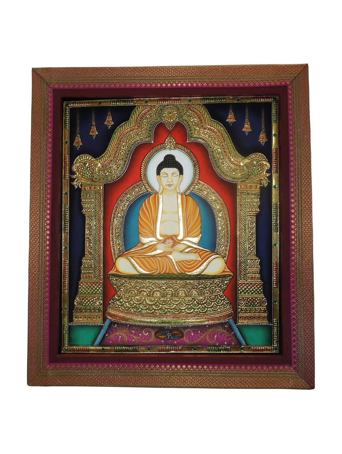 gold plated buddha tanjore painting - 14995115 - Zoom Image - 3