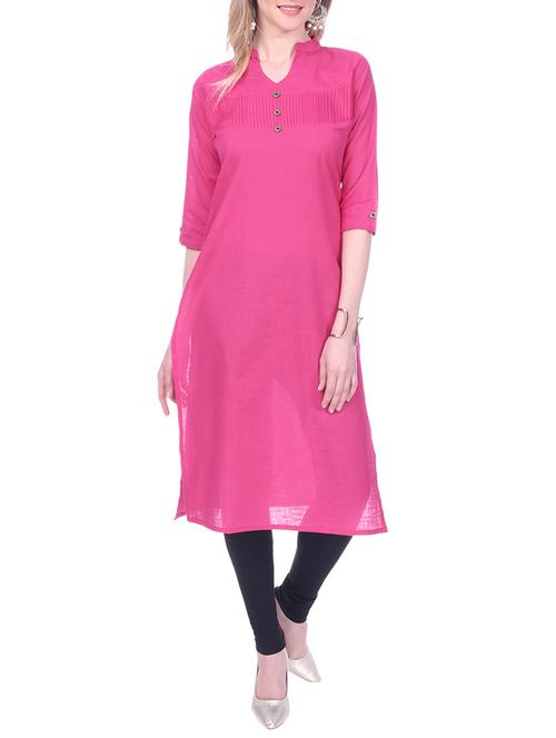 pink cotton solid kurta - 14996393 - Standard Image - 1