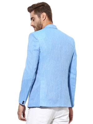 blue linen casual blazer - 14996400 - Standard Image - 3