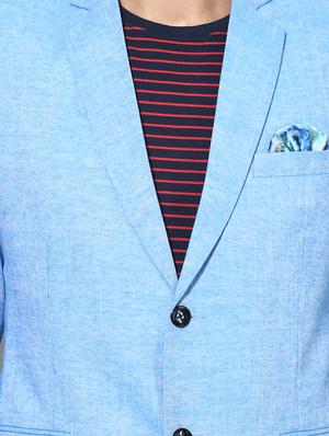 blue linen casual blazer - 14996400 - Standard Image - 4