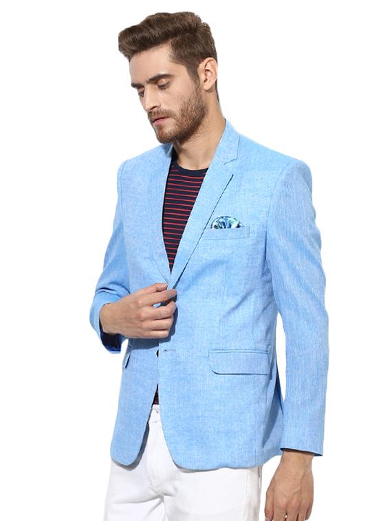 blue linen casual blazer - 14996400 - Zoom Image - 2