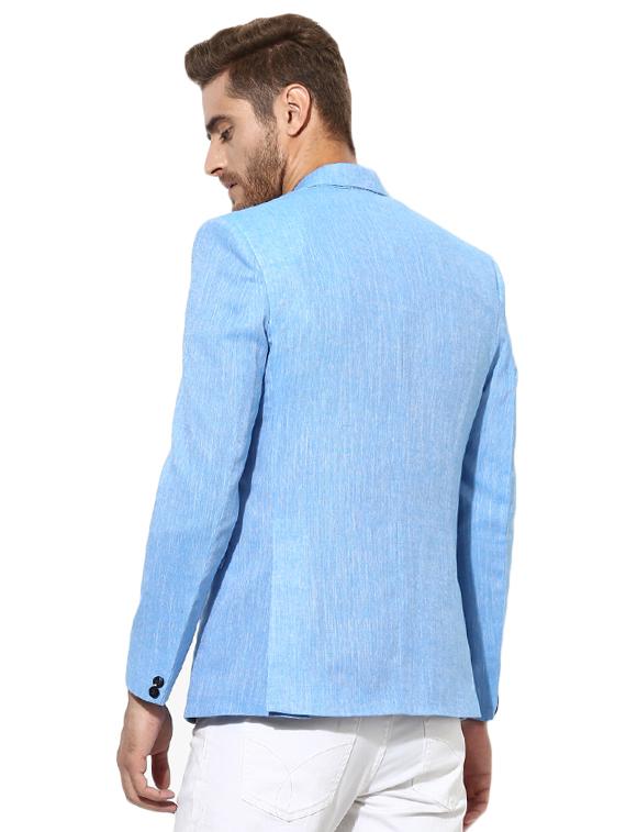 blue linen casual blazer - 14996400 - Zoom Image - 3